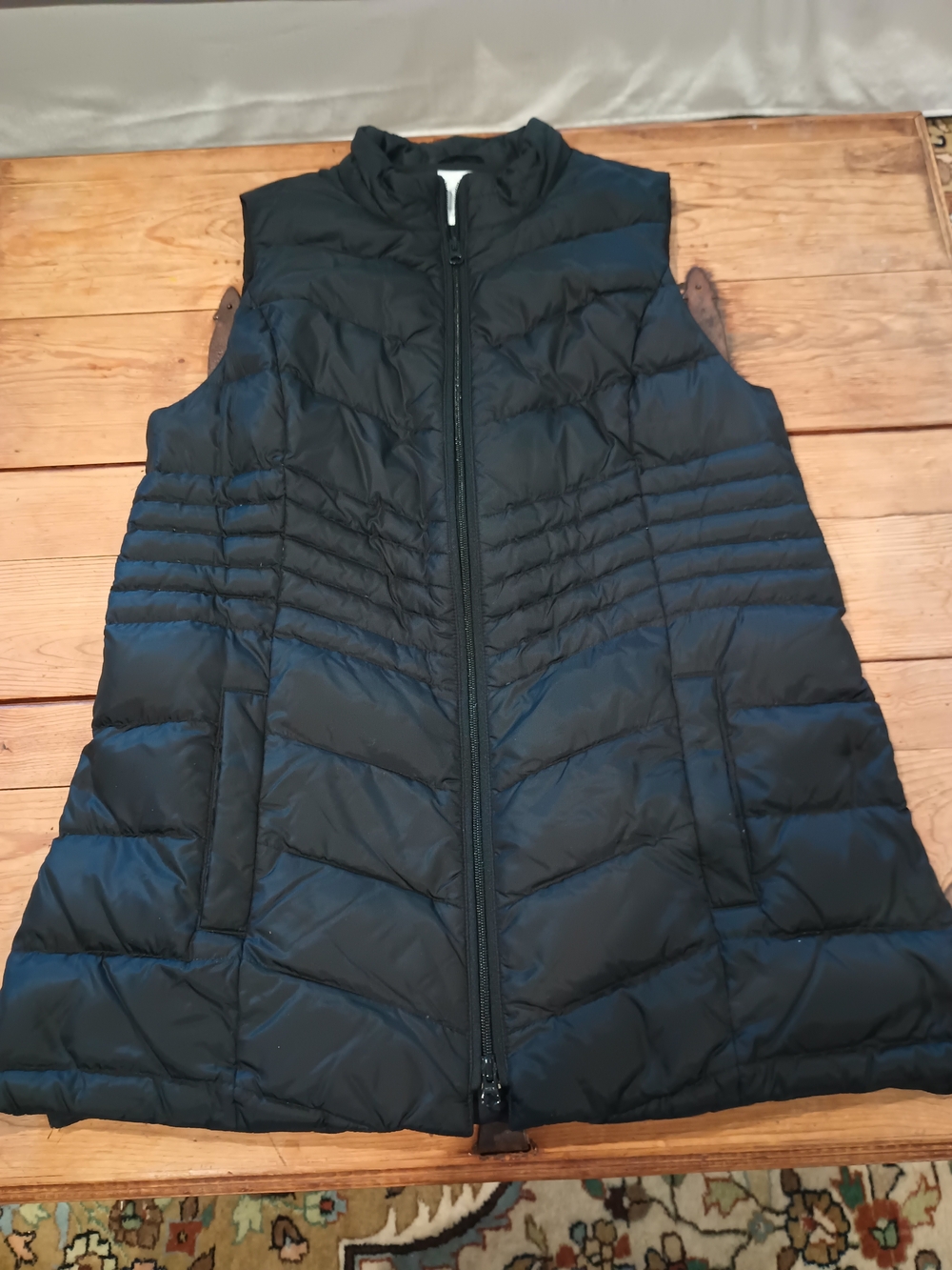 J. Jill Black Quilted Down Long Puffer Vest Size M